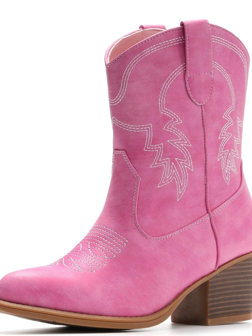 Global Win Pink Western-Style Ankle Booties
